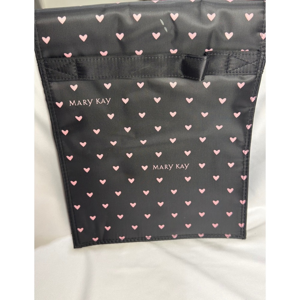New Mary Kay Travel Roll-Up Bag Black Pink Heart Cosmetic Organizer Hanging